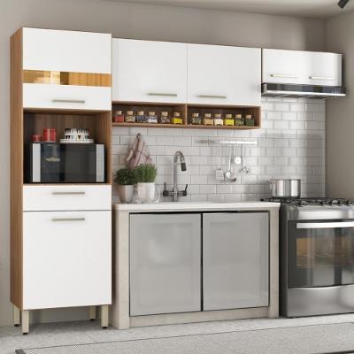 Armário De Cozinha Compacta 3 Peças Dama Amêndola Touch-branco