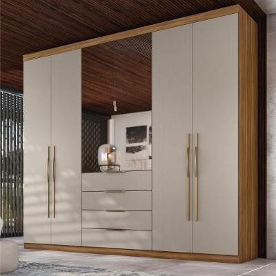 Guarda Roupa Casal 6 Portas Com Espelho E 4 Gavetas Giardino Prime Tx Amêndola Touch-nude