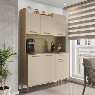 Armário De Cozinha Compacta 6 Portas 1 Gaveta Gênova Freijó-vanilla