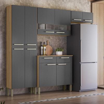 Armário De Cozinha Completa Mdf 10 Portas 2 Gavetas Nala Plus Freijó-gris