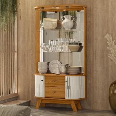 Cristaleira Com Espelho Led 4 Portas 2 Gavetas Moss - Cinamomo/off White