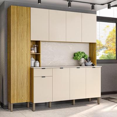 Armario De Cozinha Compacta 9 Portas 1 Gaveta Pulse Freijó-vanilla-riscatto