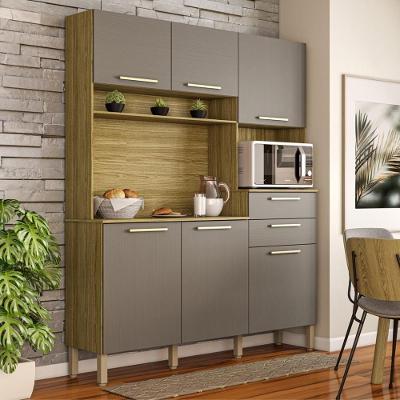 Armario De Cozinha Compacta 6 Portas 2 Gavetas Montesa Freijó-gris