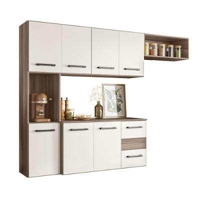 Kit Cozinha Juliete Suspensa - 7 Portas 2 Gavetas - Carvalho Nature/off White Cristal - Nicioli