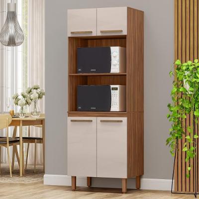 Paneleiro Pop Torre Quente 70cm Com 4 Portas E 2 Nichos Freijó/baunilha/freijó