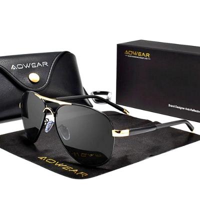 Óculos De Sol Polarizados Espelho Aviador Estilo Piloto Com Proteção Uv400 Dourado