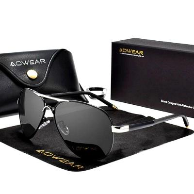 Óculos De Sol Polarizados Espelho Aviador Estilo Piloto Com Proteção Uv400 Preto