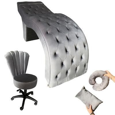 Kit Maca M1 70 + Mocho Pétala + Kit Almofadas Veludo Cinza Escuro - In9 Decor