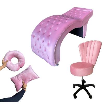 Kit Maca M1 60 + Mocho Pétala + Kit Almofadas Veludo Rosa Chiclete - In9 Decor