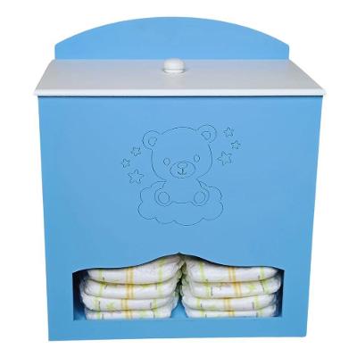 Porta Fralda Em Mdf Decoração Quarto De Bebê (25x15x29) Azul/branco