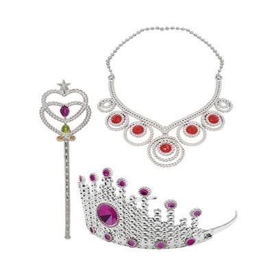 Kit Acessorios Princesa Coroa Festa Bela Adormecida Varinha Colar Rapunzel Luxo