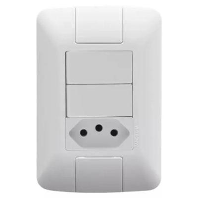 Conjunto 4x2 Com 2 Interruptor Simples + 1 Tomada 2p+t 10a Tramontina Aria Branco