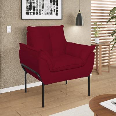 Poltrona Sofá Reforçada Base Metal Preta Amamentação Vermelho