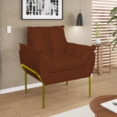 Poltrona Sofá Reforçada Base Metal Dourada Amamentação Terracota