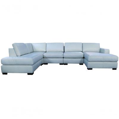 Sofá De Couro N.y. 6 Lugares Light Blue 4,18 M - Mempra