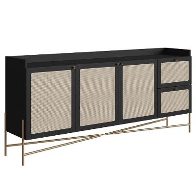 Balcão Aparador Buffet 3 Portas Pé Metal Arlo A10 Nero/dourado - Mpozenato