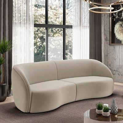 Sofá Decorativo Sala De Estar Bipartido 318cm Clarke Veludo Bege G45 - Gran Belo