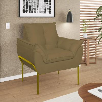Poltrona Decorativa Luxo Recepção Clínica Estética Dourado Capuccino