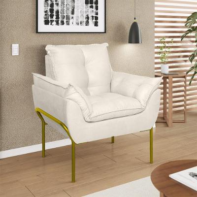 Poltrona Decorativa Luxo Recepção Clínica Estética Dourado Bege