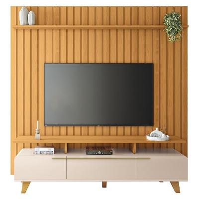 Painel Para Tv 70 Pol Ripado 2.2 E Rack Bancada Amago H01 Off White/cinamomo - Mpozenato