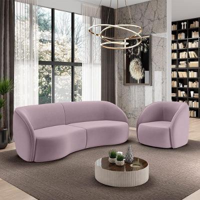Conjunto Sofá Sala De Estar Bipartido 240cm E Poltrona Clarke Veludo Rosê G45 - Gran Belo