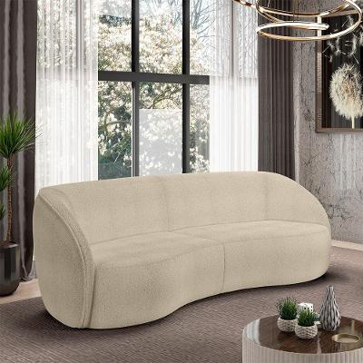 Sofá Decorativo Sala De Estar Bipartido 288cm Clarke Bouclê Bege G45 - Gran Belo