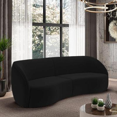 Sofá Decorativo Sala De Estar Bipartido 318cm Clarke Veludo Preto G45 - Gran Belo