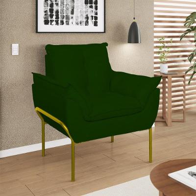 Poltrona Decorativa Luxo Recepção Clínica Estética Dourado Verde