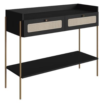 Aparador Para Sala 2 Gavetas Pé Metal Arlo A10 Nero/dourado - Mpozenato