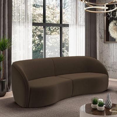 Sofá Decorativo Sala De Estar Bipartido 240cm Clarke Veludo Marrom G45 - Gran Belo