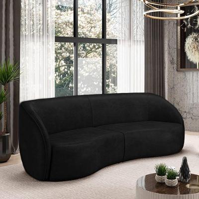 Sofá Decorativo Sala De Estar Bipartido 288cm Clarke Pu Preto Manchado G45 - Gran Belo