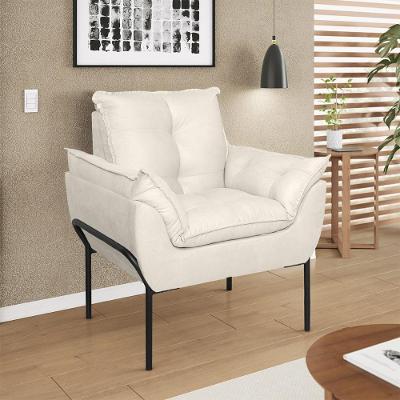 Poltrona Decorativa Luxo Recepção Clínica Estética Preto Bege