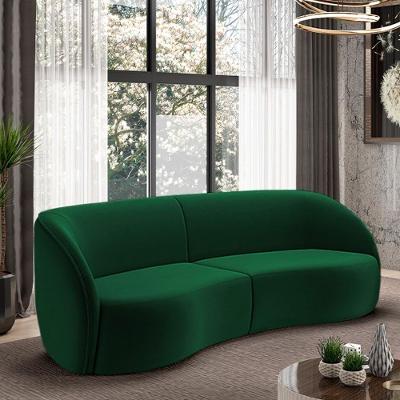 Sofá Decorativo Sala De Estar Bipartido 240cm Clarke Veludo Verde G45 - Gran Belo