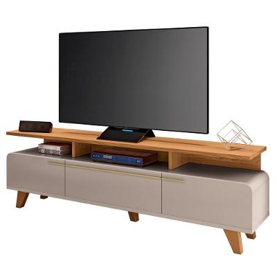 Rack Bancada Para Tv 70 Pol 200cm 3 Portas Amago H01 Off White/cinamomo - Mpozenato