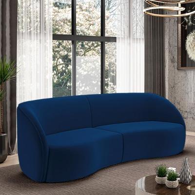 Sofá Decorativo Sala De Estar Bipartido 318cm Clarke Veludo Azul G45 - Gran Belo
