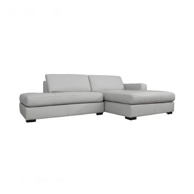 Sofá De Couro Com Chaise N.y. 3 Lugares Off White 2,54 M - Mempra