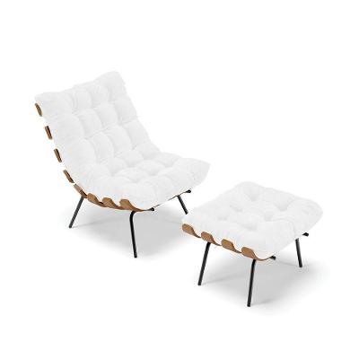 Kit 01 Poltrona E 01 Puff Costela Corano Branco