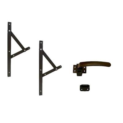 Kit Braço Janela Maxim-ar 40cm + Fecho Alavanca Marrom