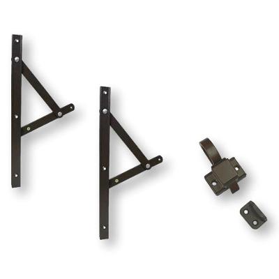 Kit Braço Janela Maxim-ar 40cm + Fecho Gatilho Marrom
