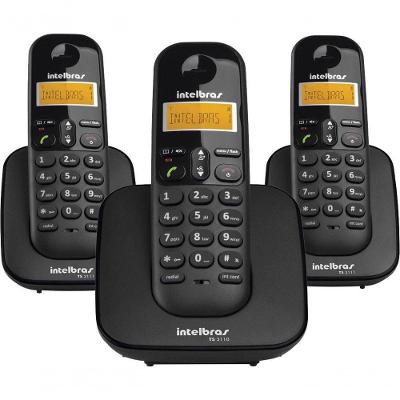 Telefone Sem Fio C/ Identificador De Chamadas + 2 Ramais Ts3113 Preto 4123103