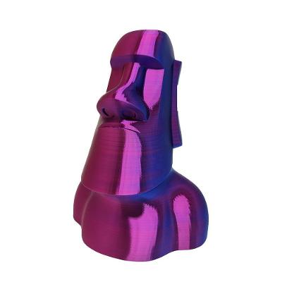 Moai Estátua Escultura 20 Cm Ilha Da Páscoa Decoração 3d Bicolor Azul E Lilás Enfeite