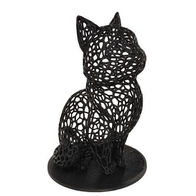 Gato Sentado 18 Cm Vazado 3d Enfeite Preto