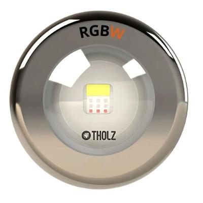 Refletor Led 15w Inox Rgb Premium Com Cabo 02 Metros Para Iluminação Piscina - Tholz