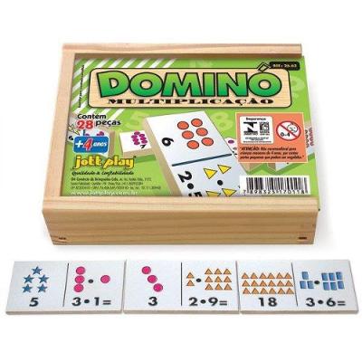 Brinquedo Educativo Dominó Multiplicação 28 Peças - Jottplay