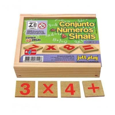 Conjunto De Números E Sinais Com 40 Peças Em M.d.f Madeira