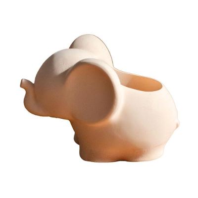 Vaso Decorativo Elefante 12cm Cimento Artesanal Palha