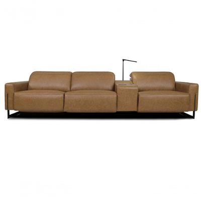 Sofá Reclinável Elétrico De Couro Legend Com Itable E Luminária à Direita Soft Brown - Mempra