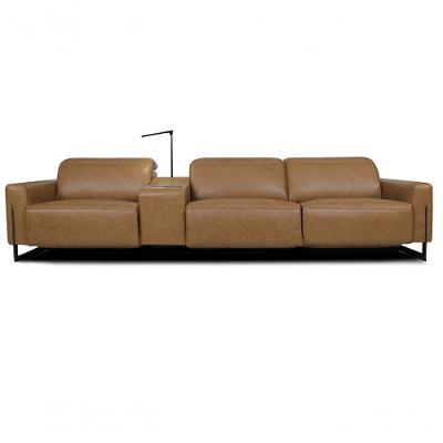 Sofá Reclinável Elétrico De Couro Legend Com Itable E Luminária à Esquerda Soft Brown - Mempra