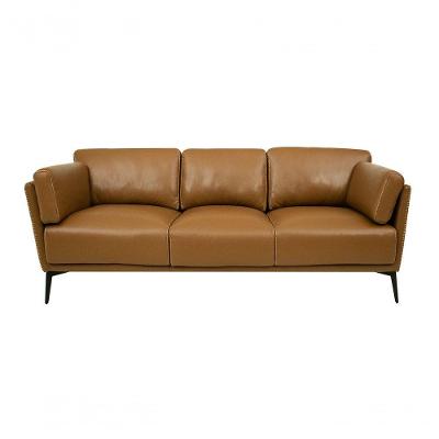 Sofá De Couro Lexus 3 Lugares Brown - Mempra