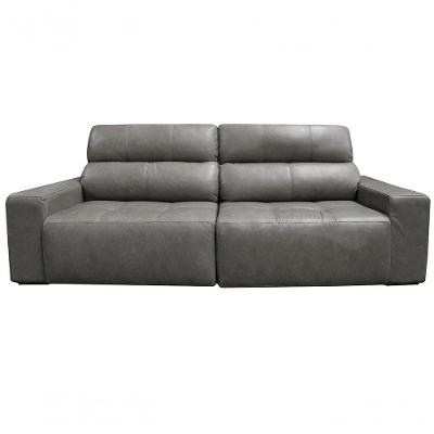 Sofá Retrátil E Reclinável De Couro Atami 2,30 M Cement Grey - Mempra Design